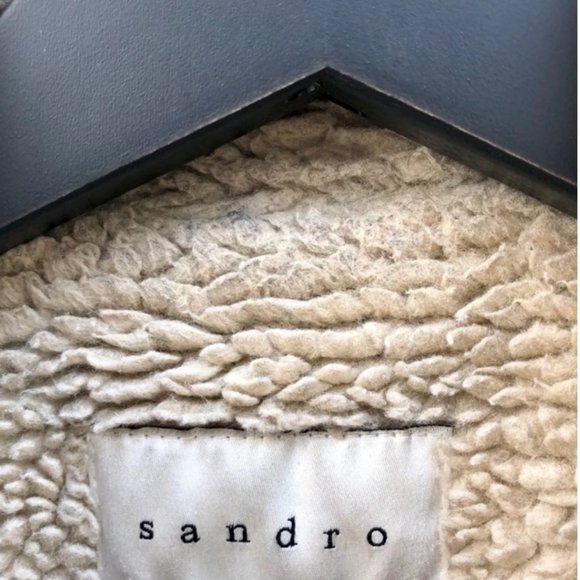 Sandro Navy Shearling Jacket - Picture 5 of 5